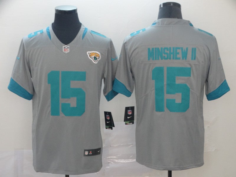 Men's Jacksonville Jaguars Gardner Minshew II #15 Gray Inverted Legend Jerseys
