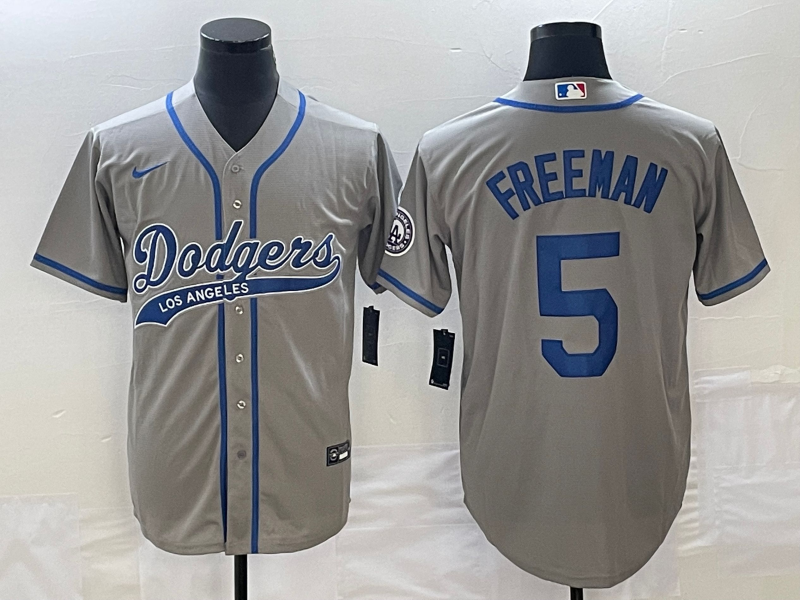 Men's Los Angeles Dodgers Freddie Freeman #5 Gray Player Jerseys Joint Edition