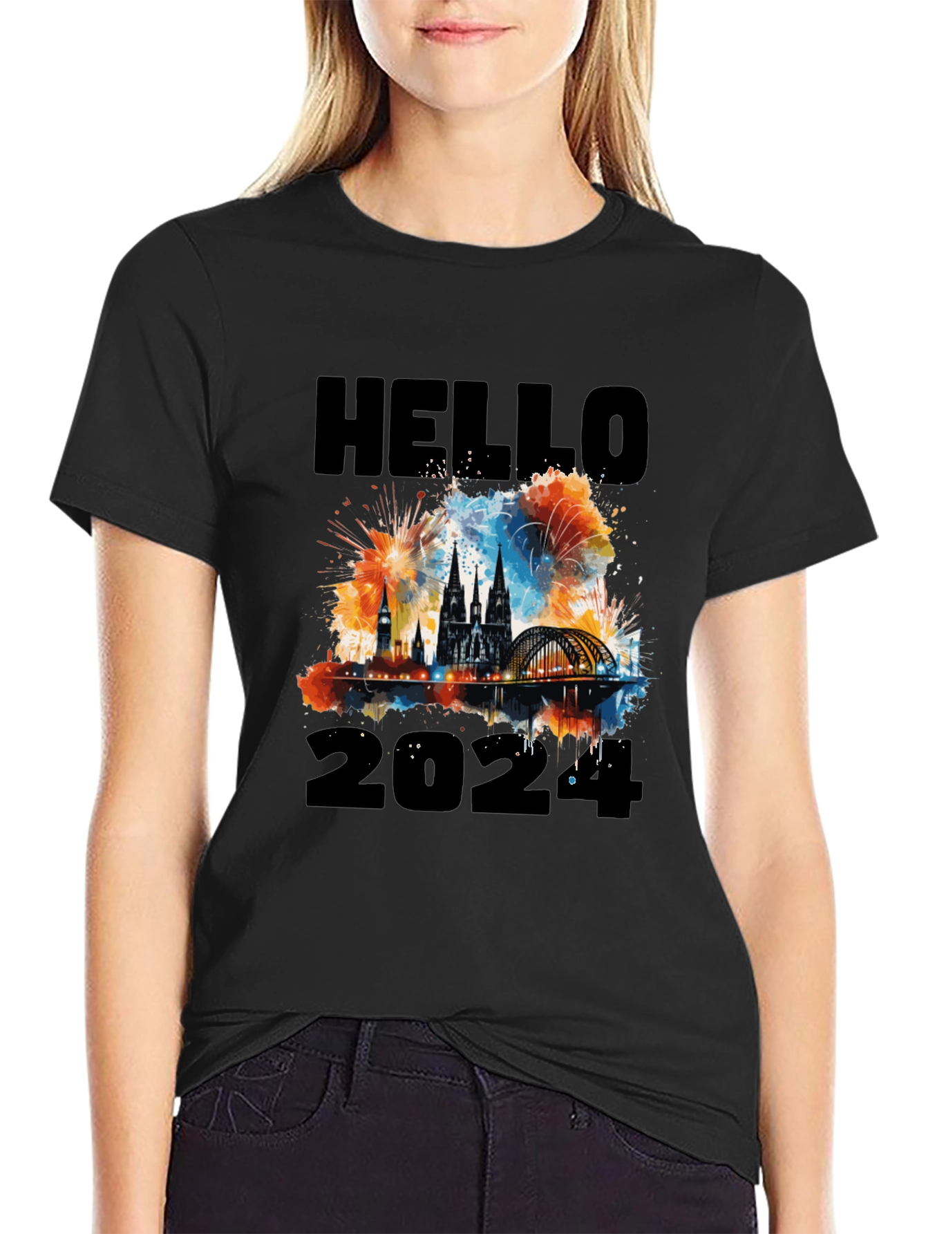 Hello 2024 Cityscape Graphic Tee
