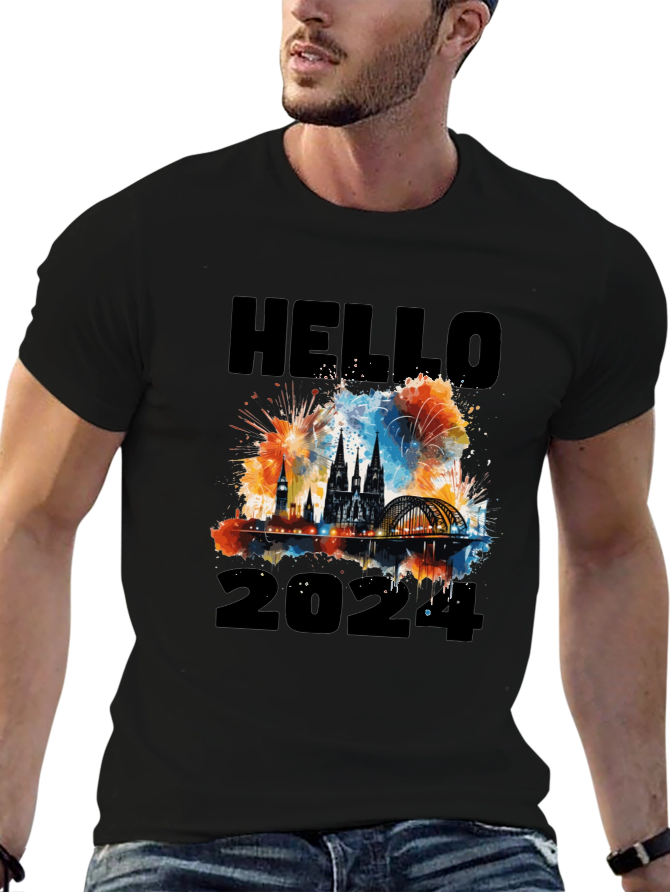 Hello 2024 Cityscape Graphic Tee