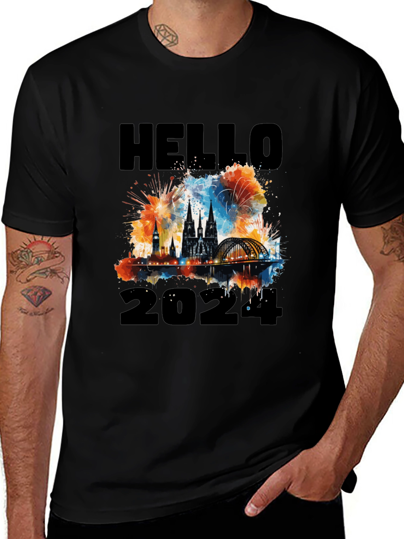 Hello 2024 Cityscape Graphic Tee