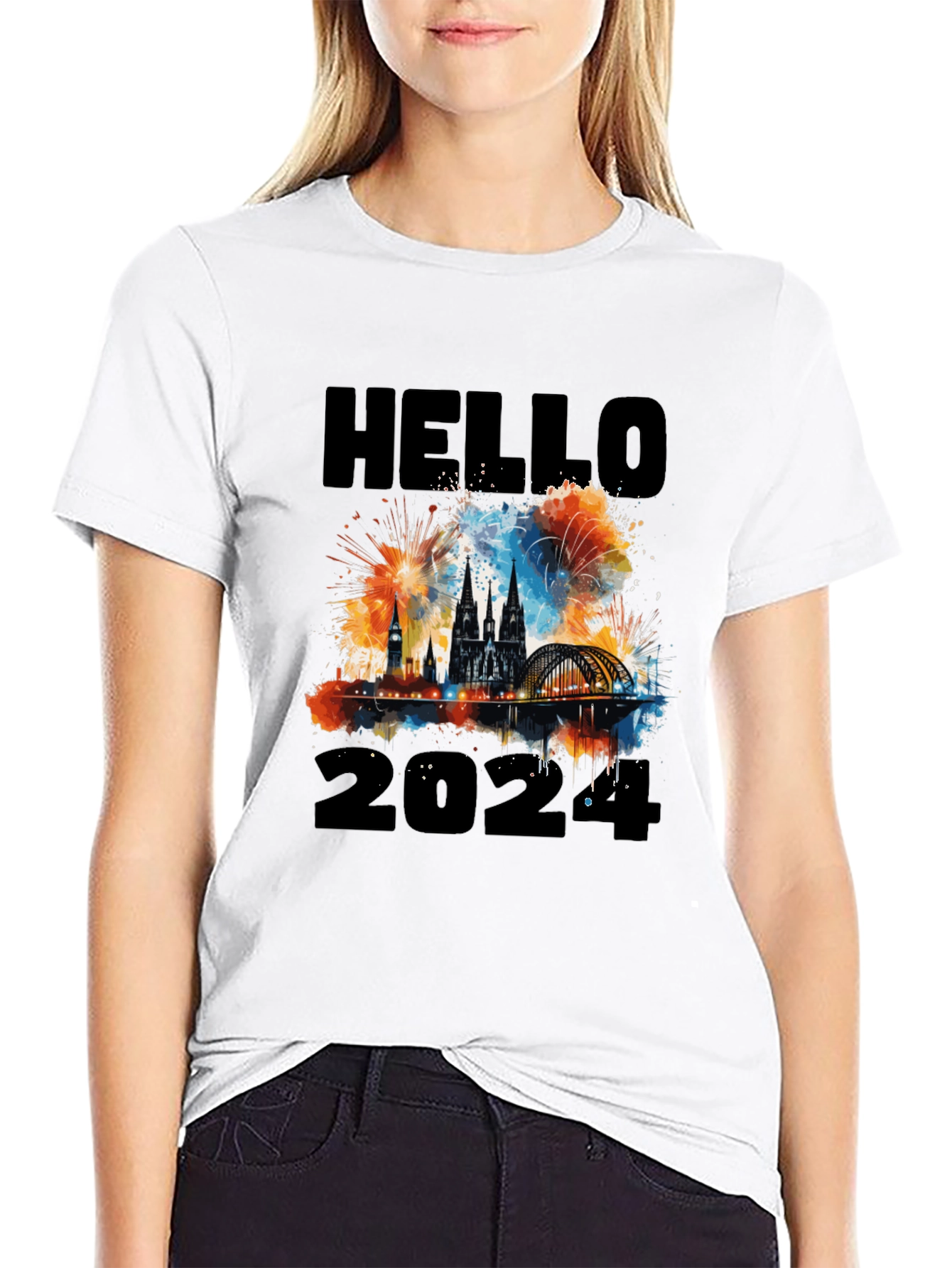 Hello 2024 Cityscape Graphic Tee