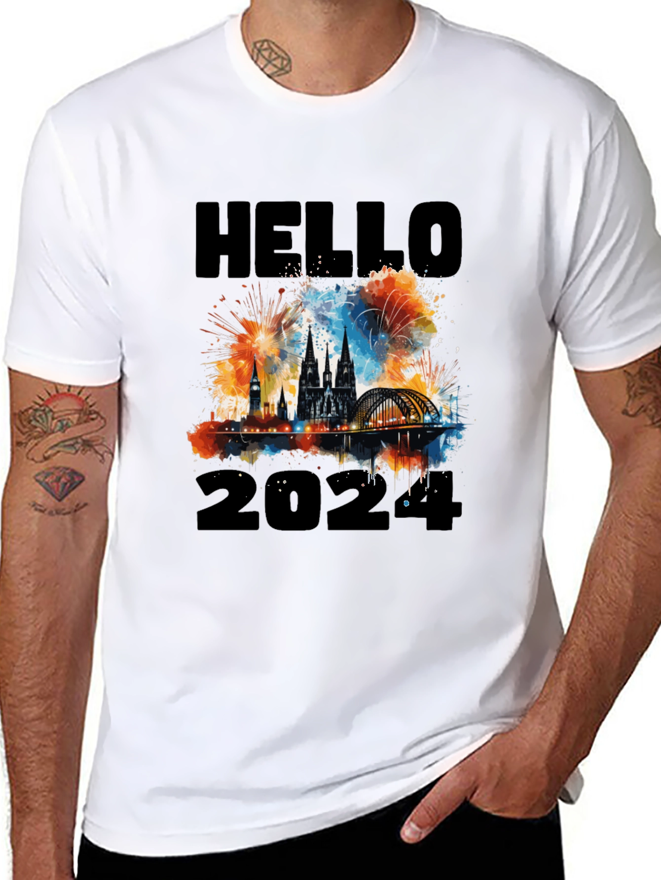 Hello 2024 Cityscape Graphic Tee