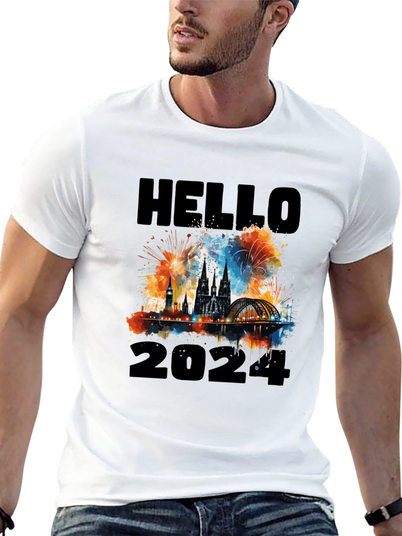 Hello 2024 Cityscape Graphic Tee