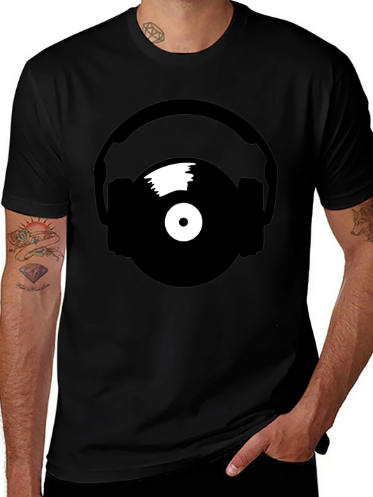 Retro Music T-Shirt - Vinyl Record & Headphones Graphic Tee