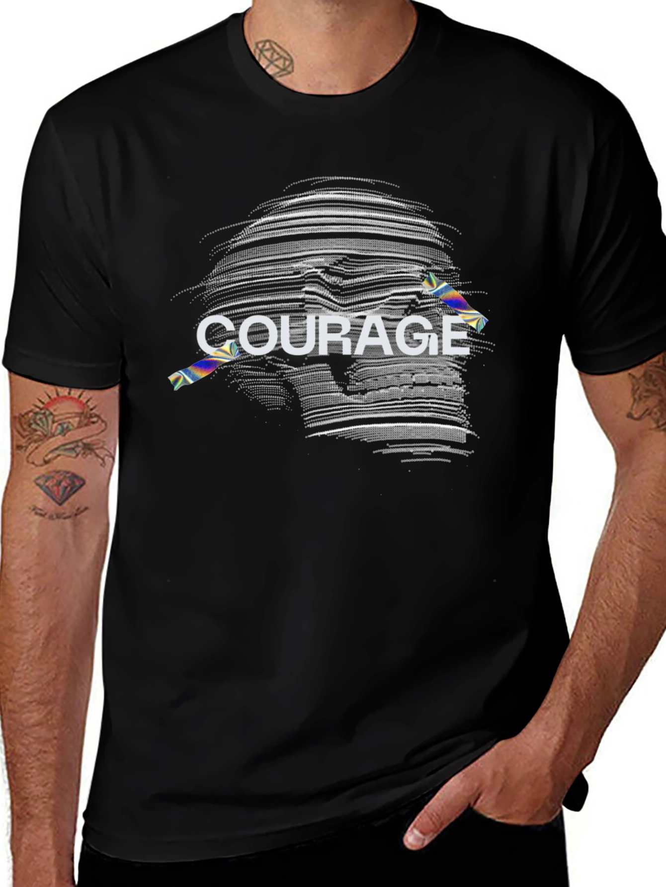 Courage Skull Graphic Print T-Shirt