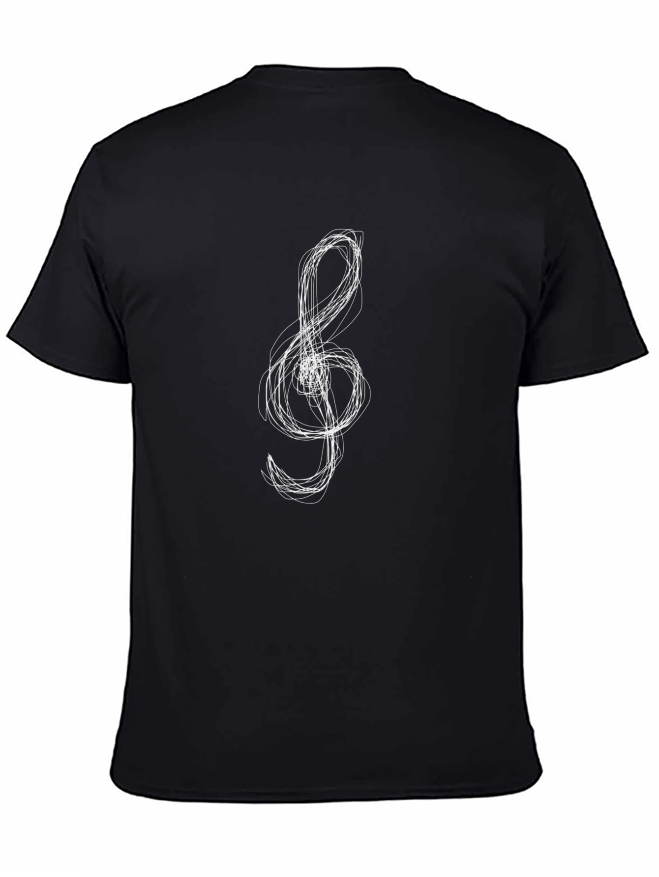 Treble Clef Scribble Graphic Tee - Black Cotton T-Shirt