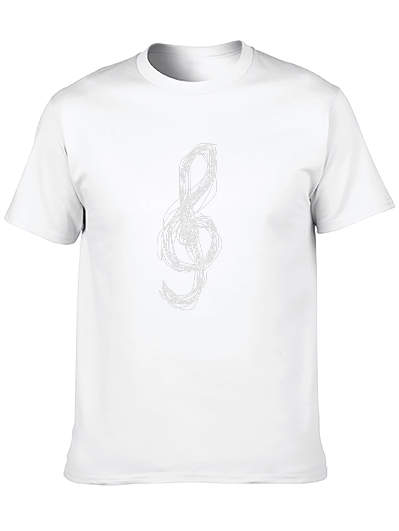 Treble Clef Scribble Graphic Tee - Black Cotton T-Shirt