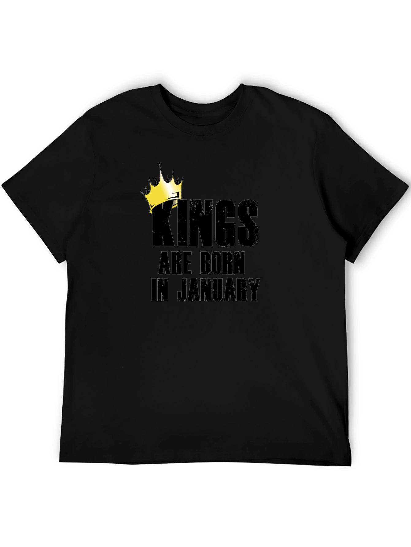 Kings Are Born In January Black T-Shirt