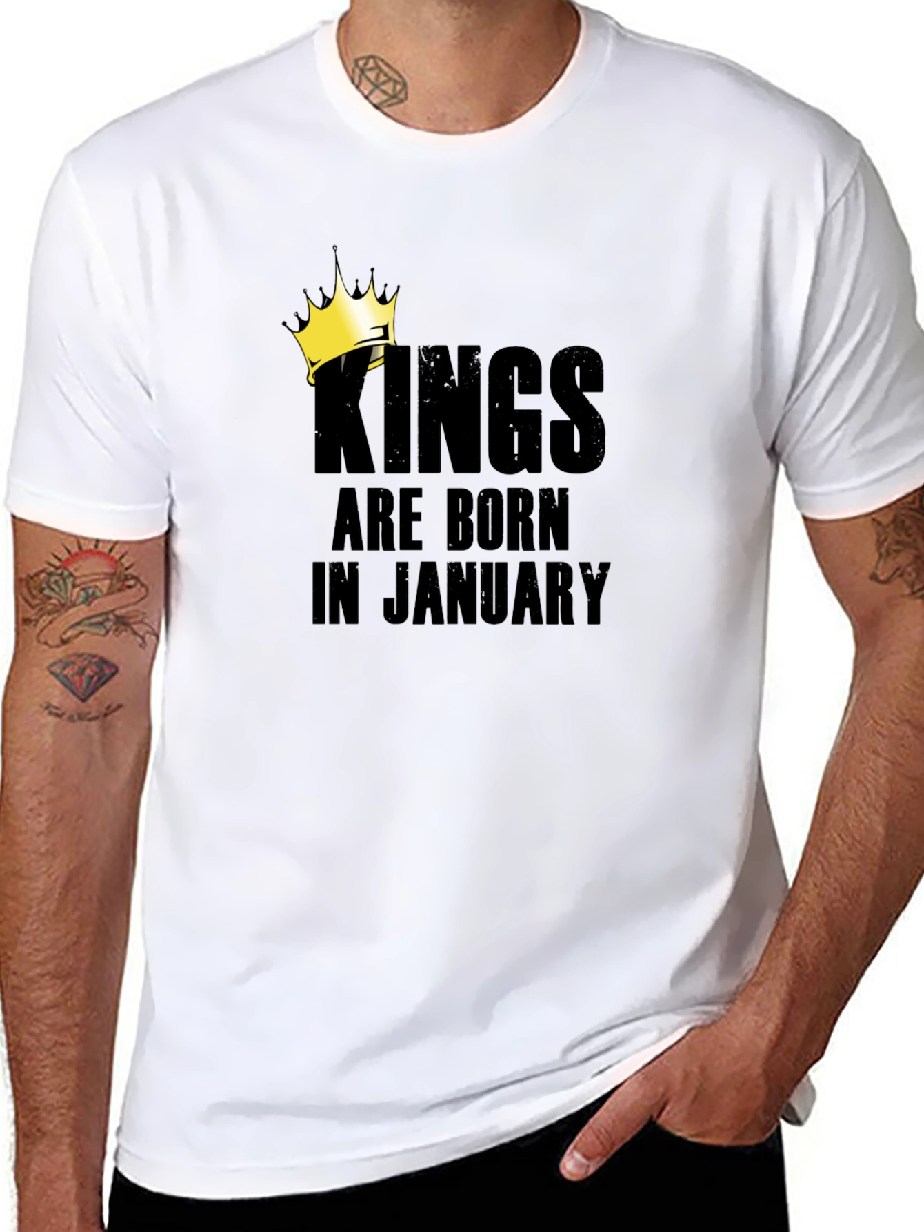 Kings Are Born In January Black T-Shirt