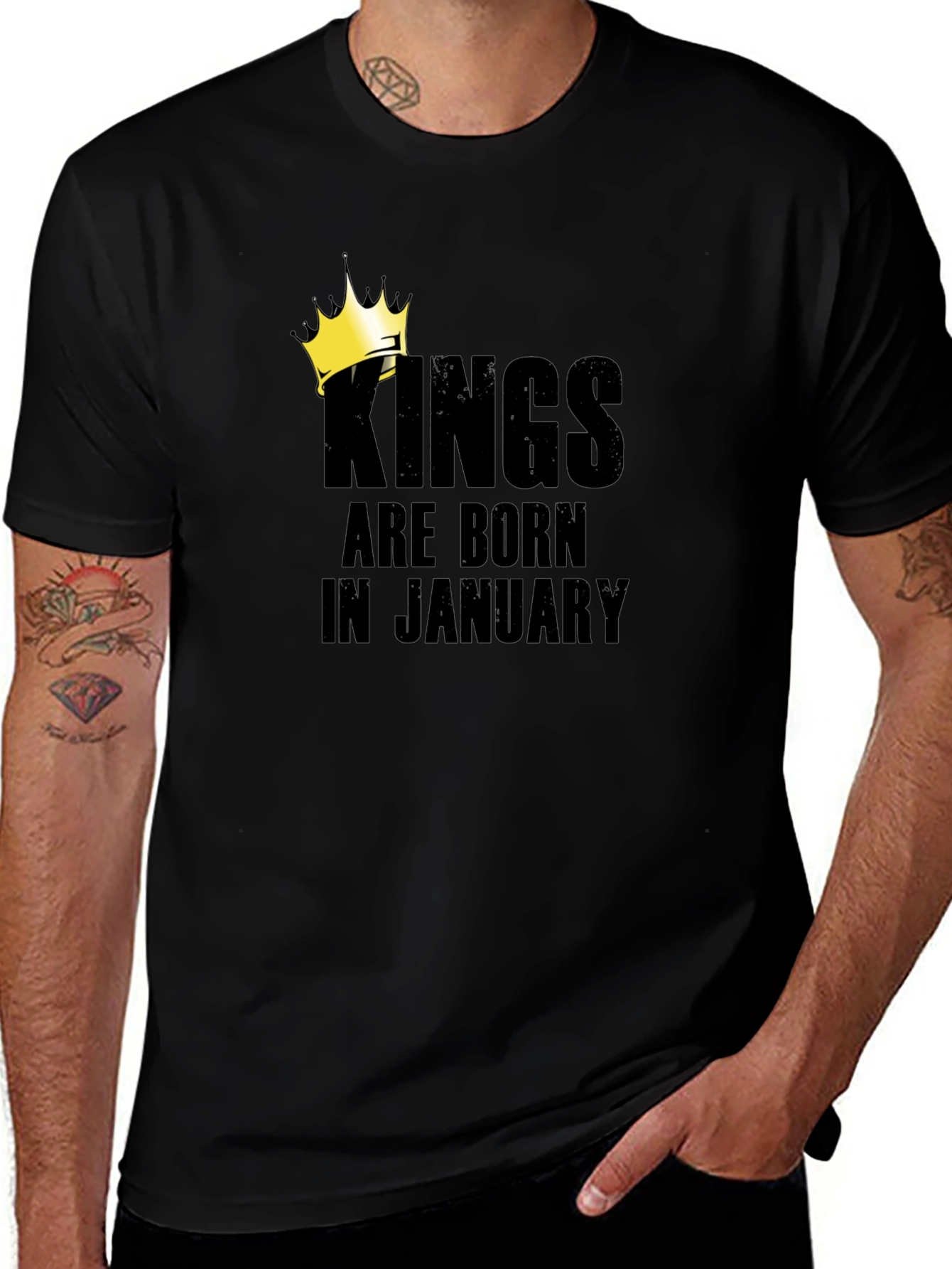 Kings Are Born In January Black T-Shirt