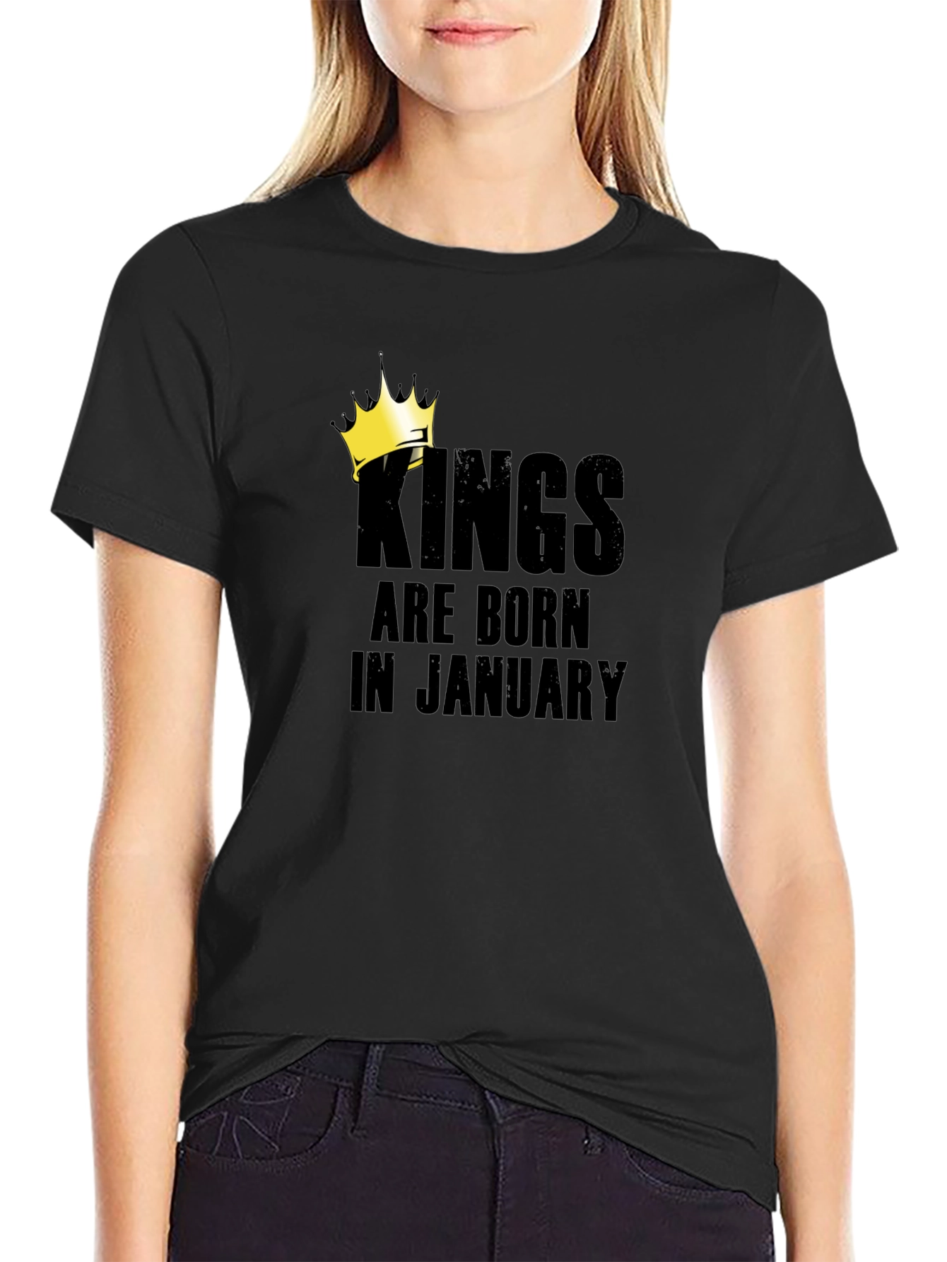Kings Are Born In January Black T-Shirt
