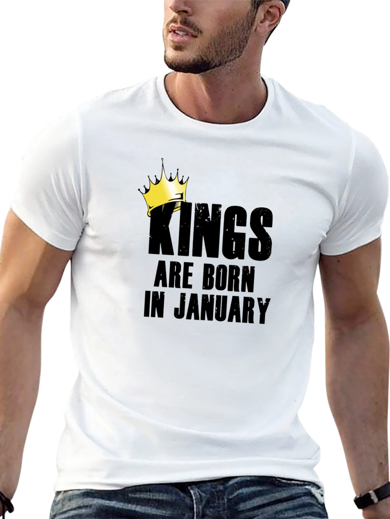 Kings Are Born In January Black T-Shirt