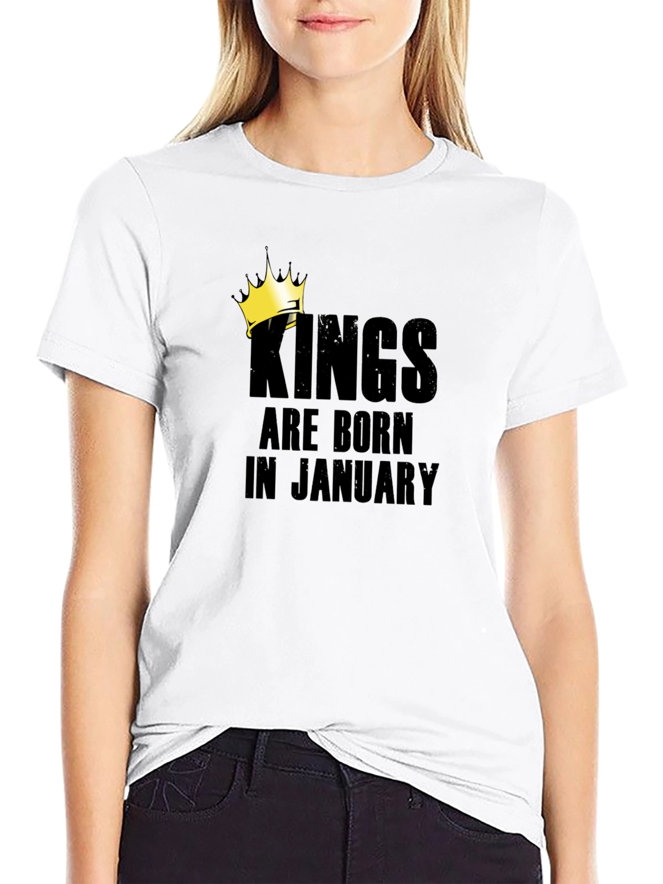 Kings Are Born In January Black T-Shirt