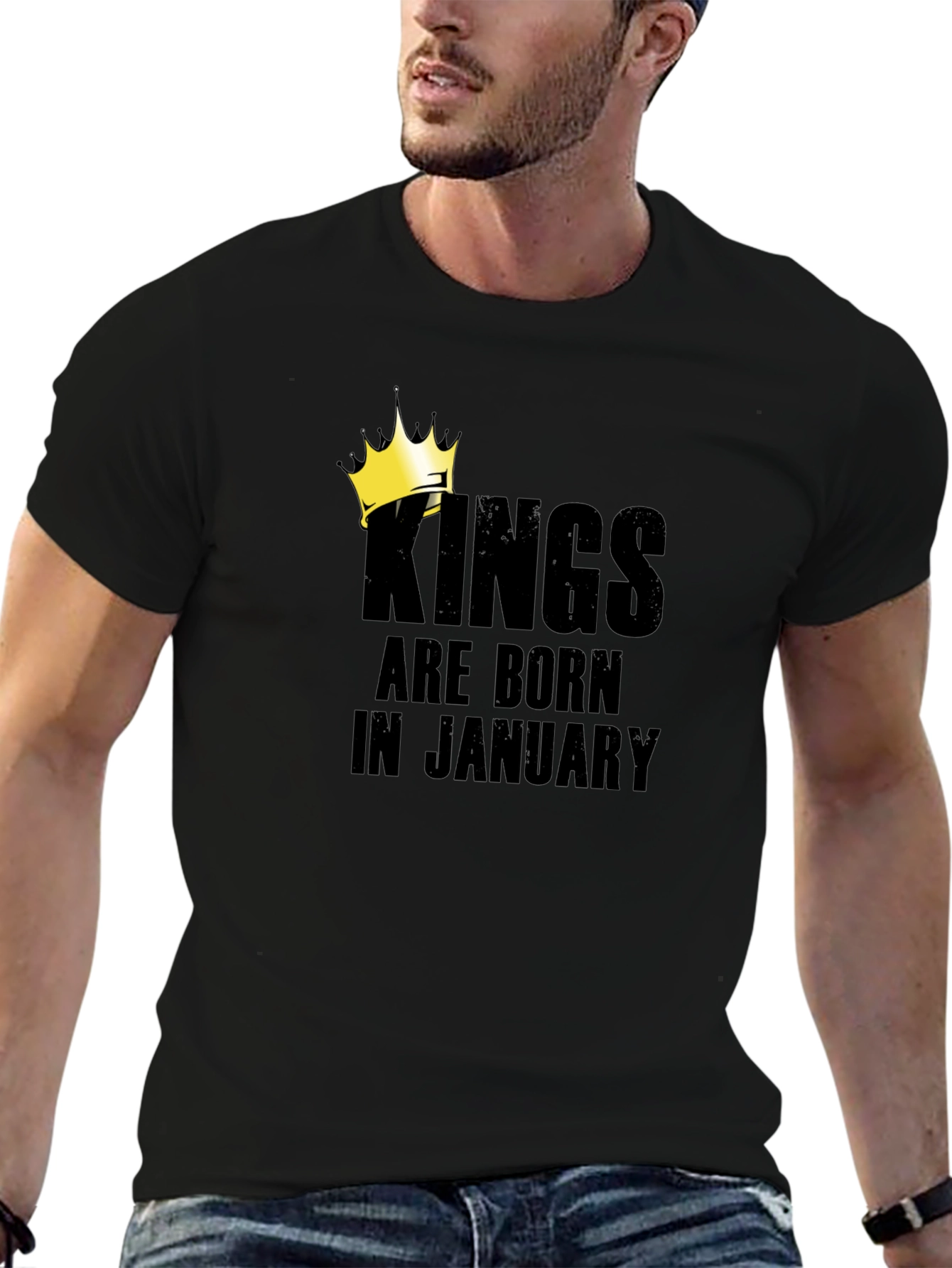 Kings Are Born In January Black T-Shirt