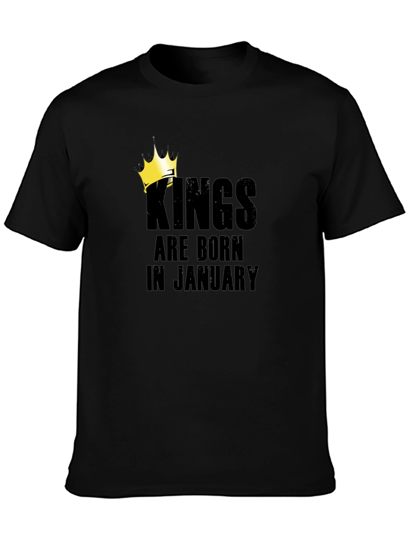 Kings Are Born In January Black T-Shirt