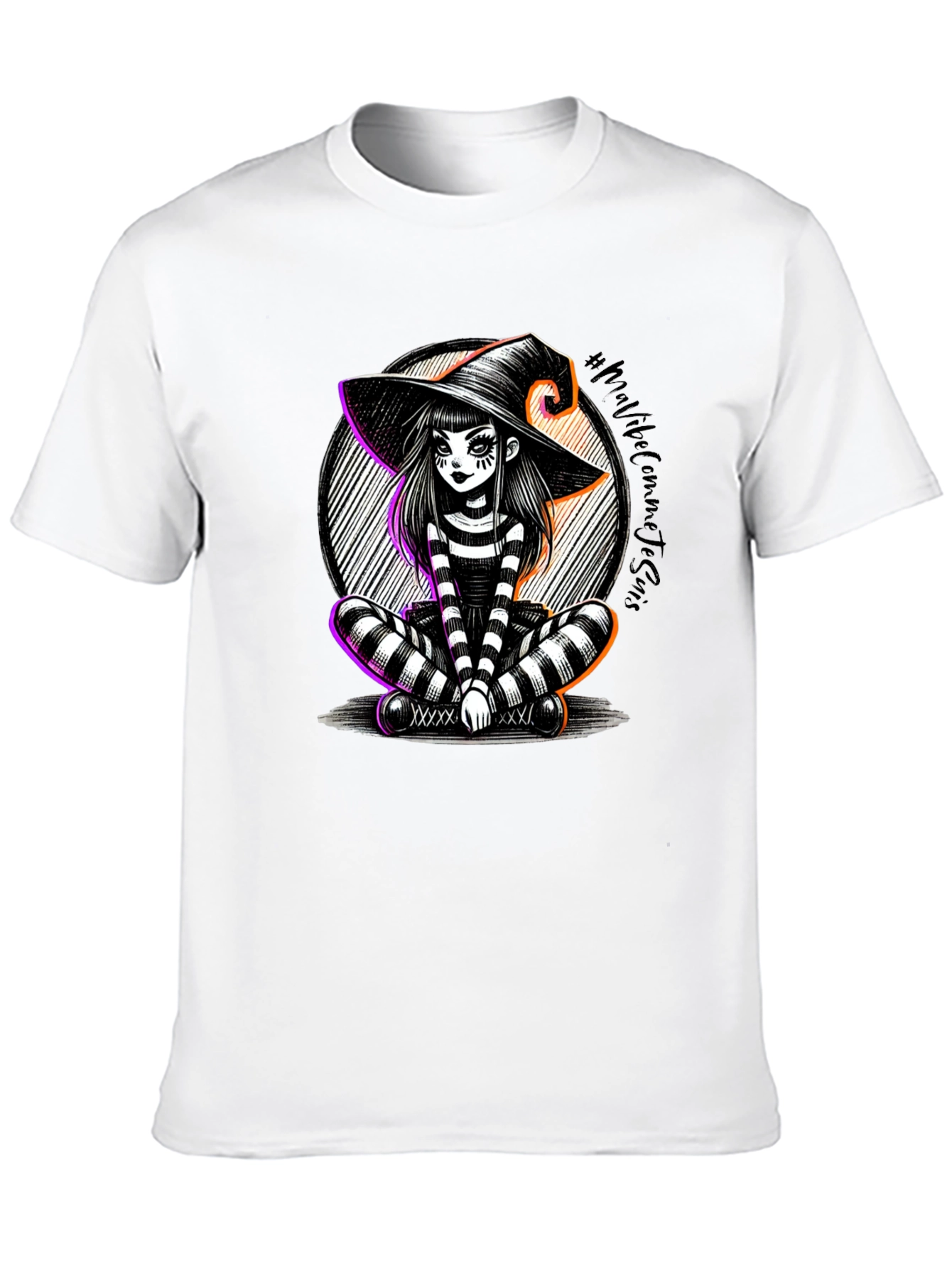 Whimsical Witch Graphic T-Shirt - Halloween Style
