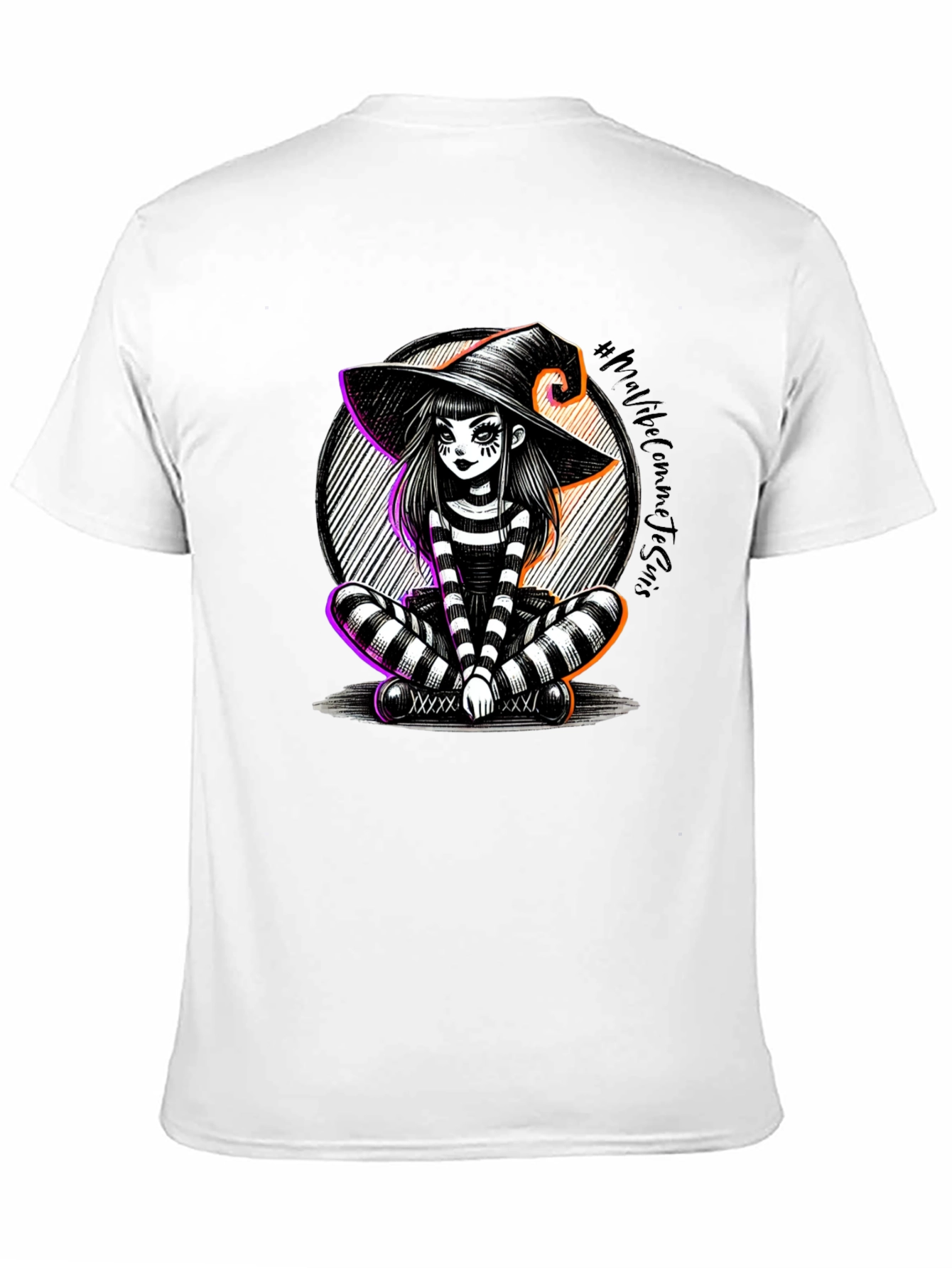 Whimsical Witch Graphic T-Shirt - Halloween Style
