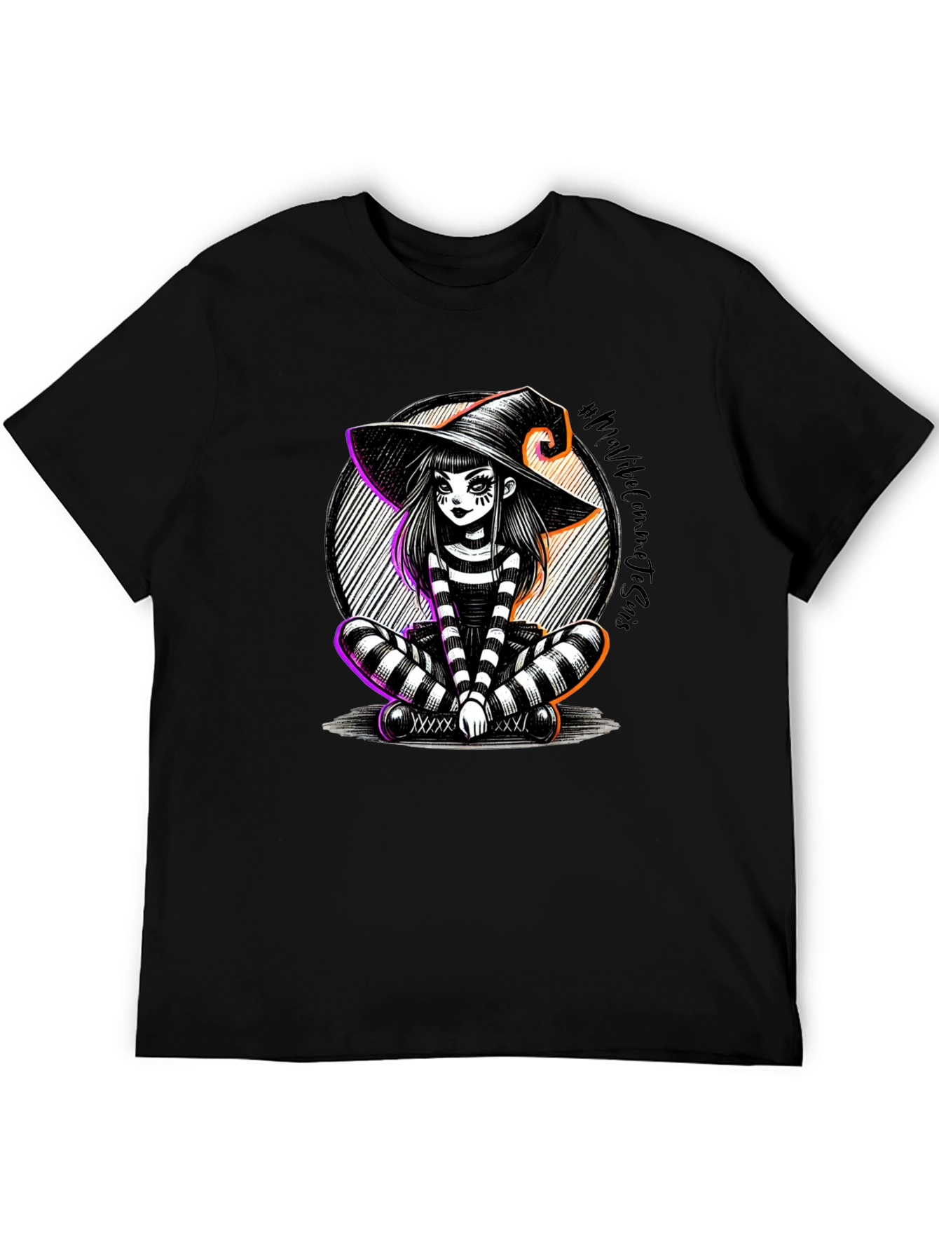 Whimsical Witch Graphic T-Shirt - Halloween Style