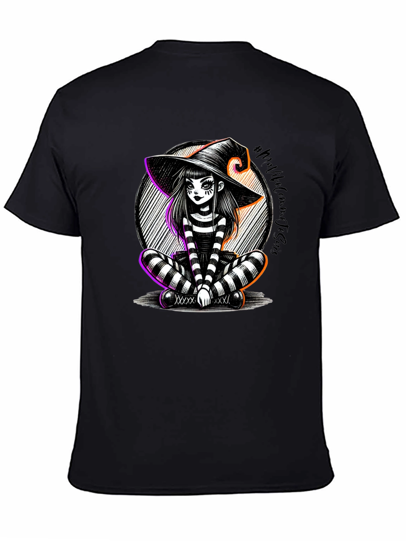 Whimsical Witch Graphic T-Shirt - Halloween Style