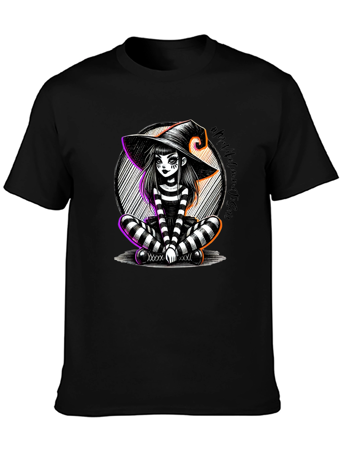 Whimsical Witch Graphic T-Shirt - Halloween Style