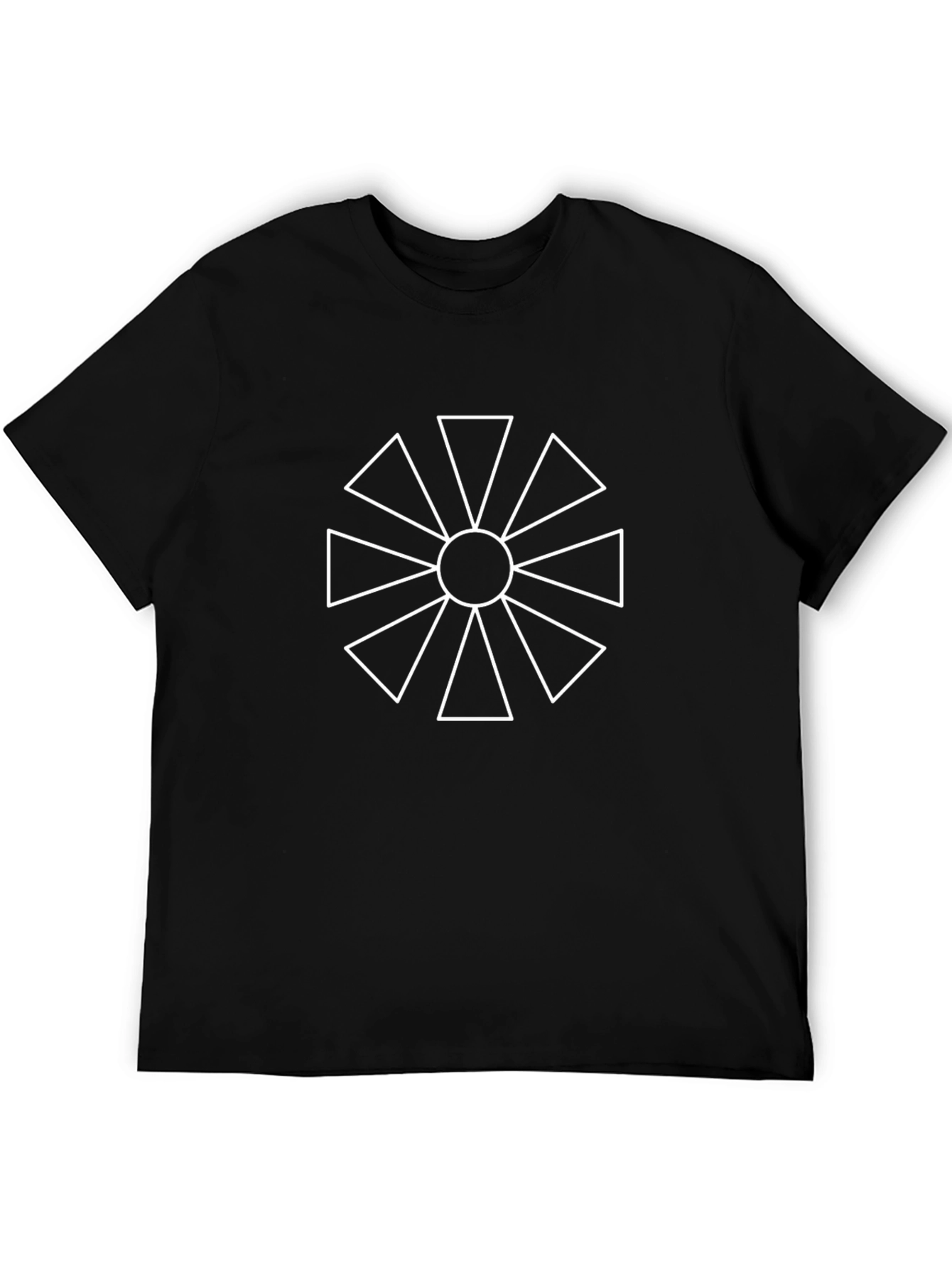Geometric Sunburst Graphic Tee - Black