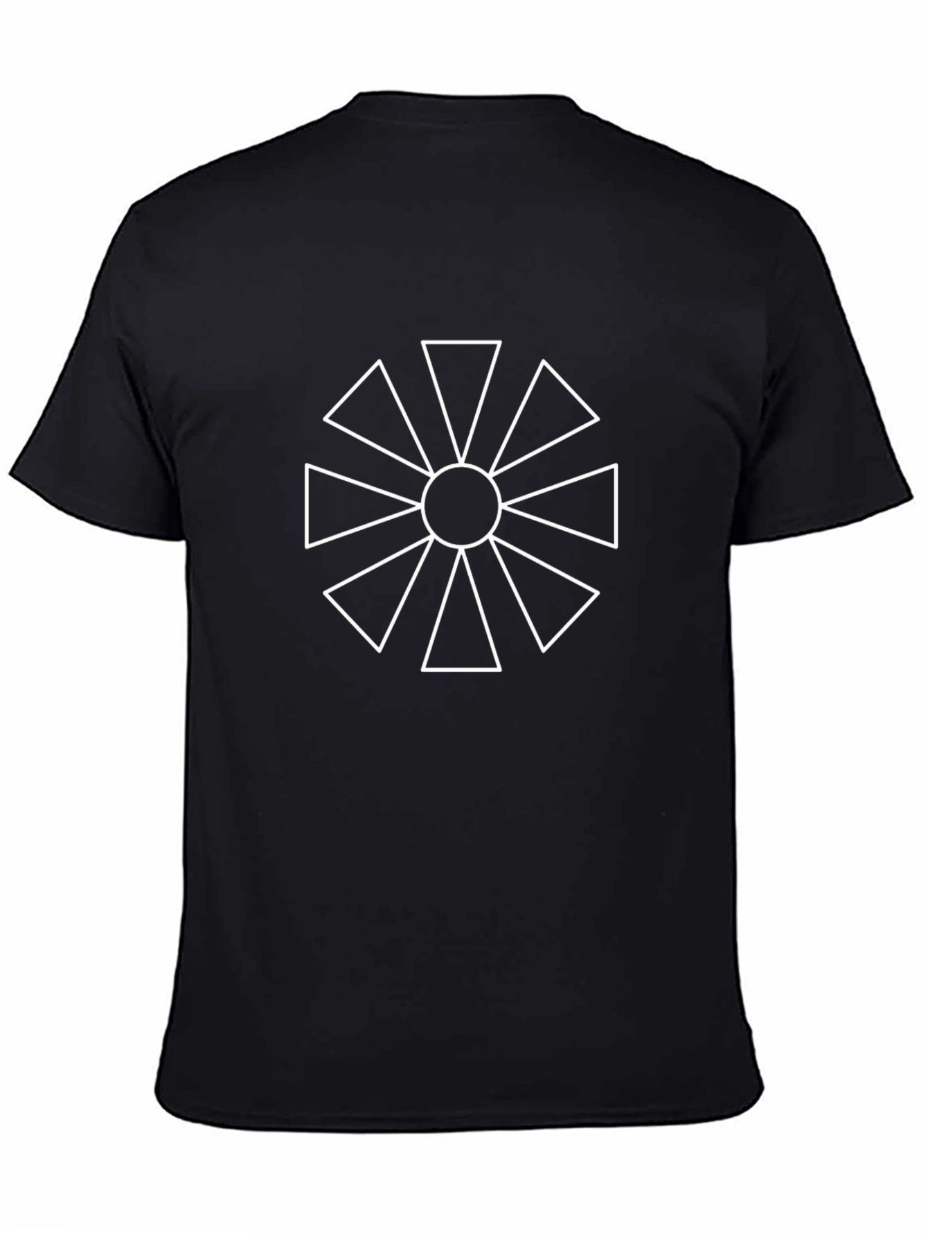 Geometric Sunburst Graphic Tee - Black