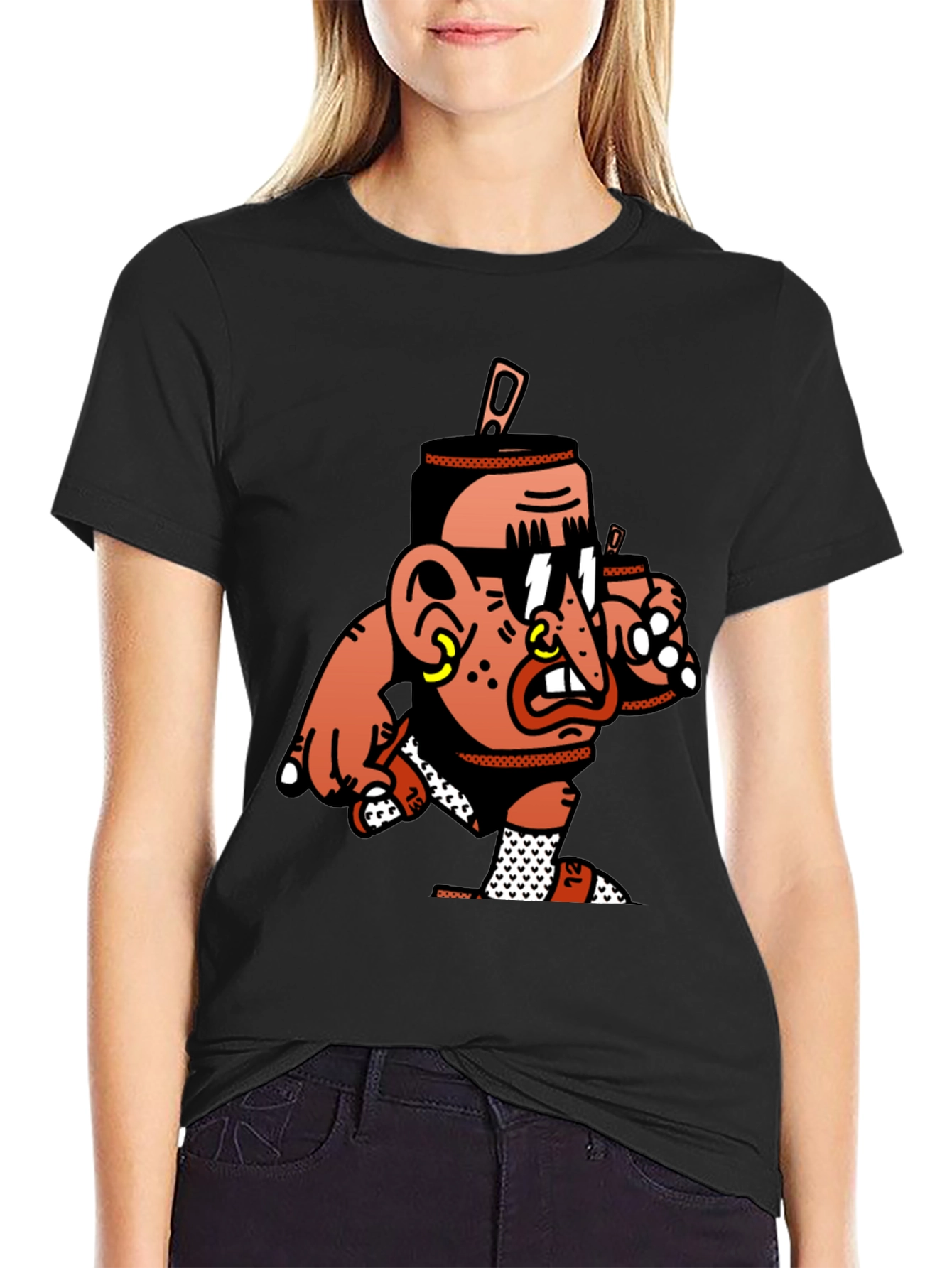 Cool Cartoon Graphic Black T-Shirt