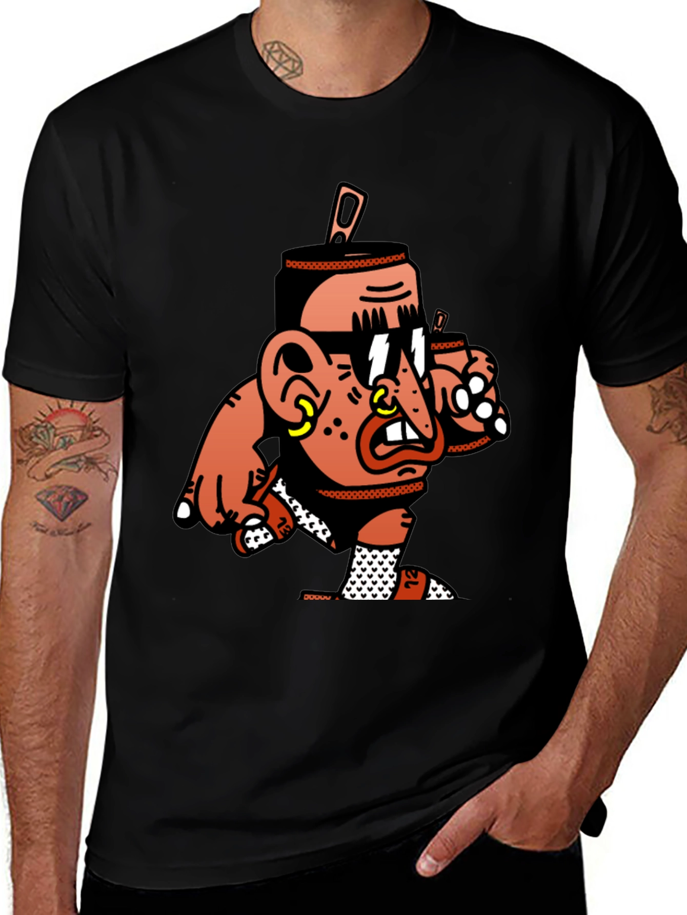 Cool Cartoon Graphic Black T-Shirt