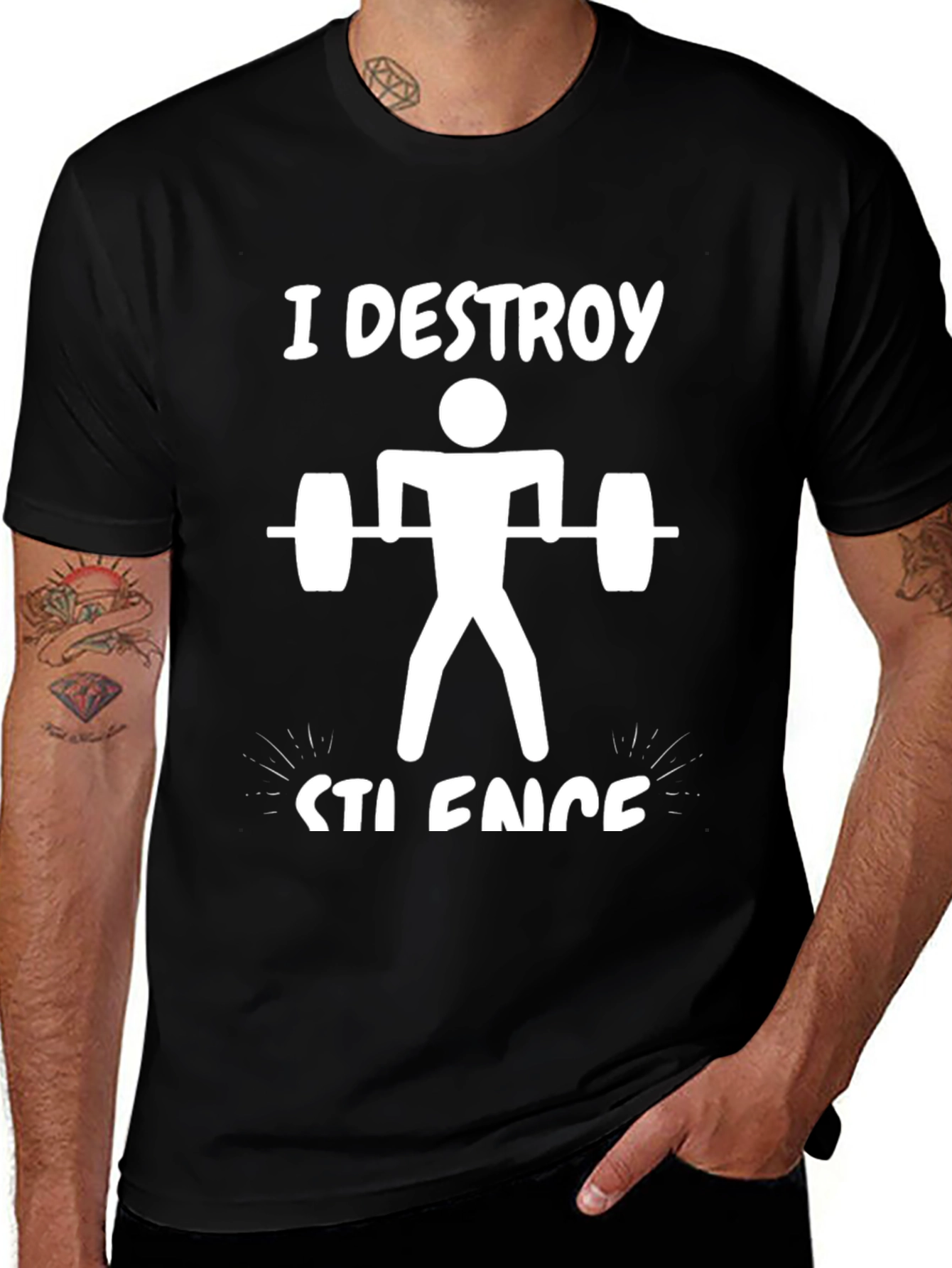 I DESTROY SILENCE Funny Gym T-Shirt