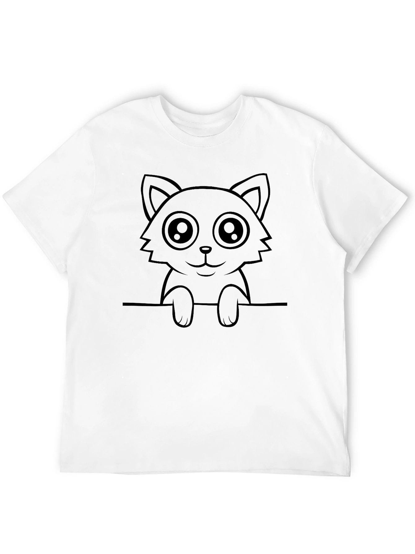 Cute Cat Graphic Tee - Soft Black Cotton T-Shirt