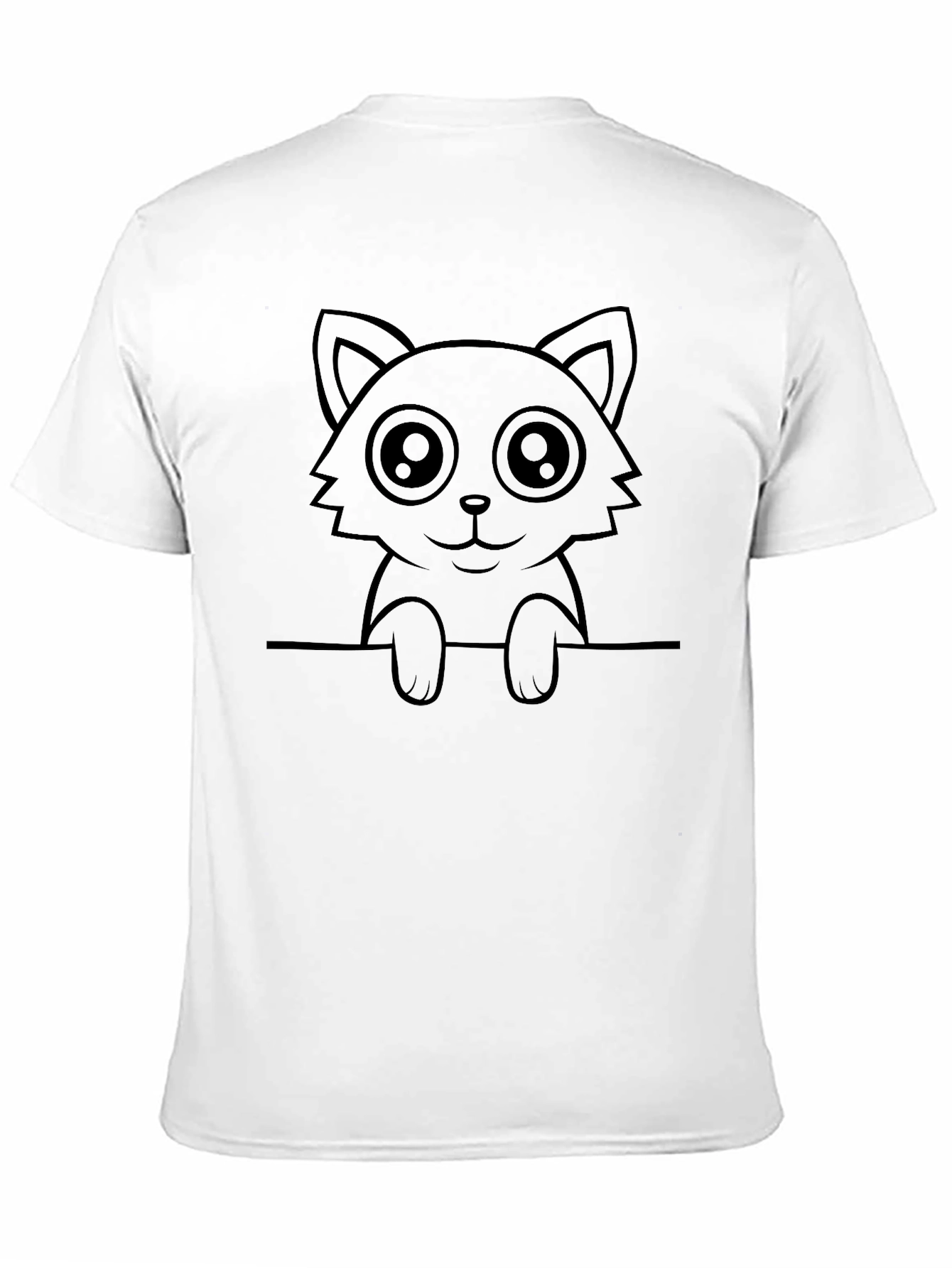 Cute Cat Graphic Tee - Soft Black Cotton T-Shirt