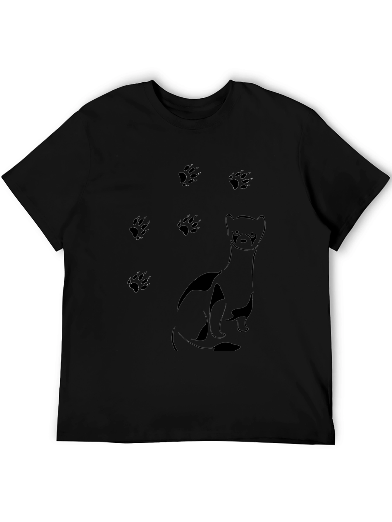 Ferret & Paw Print Black T-Shirt
