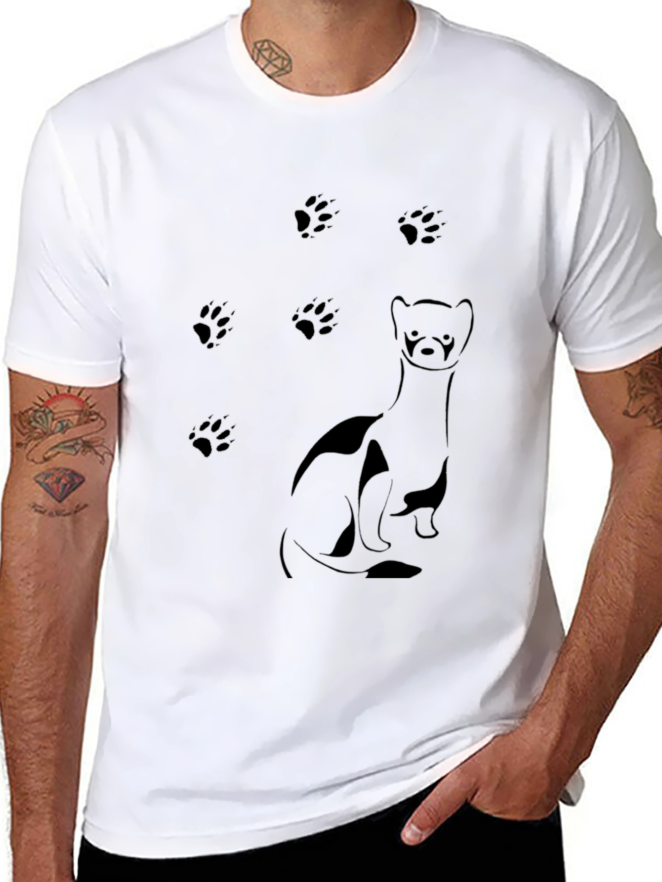 Ferret & Paw Print Black T-Shirt