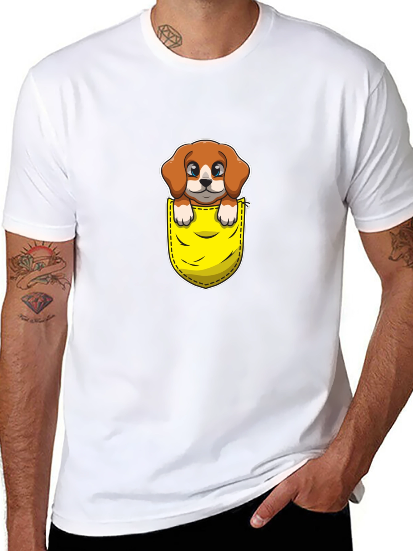 Cute Dog in Pocket Graphic Tee - Unisex