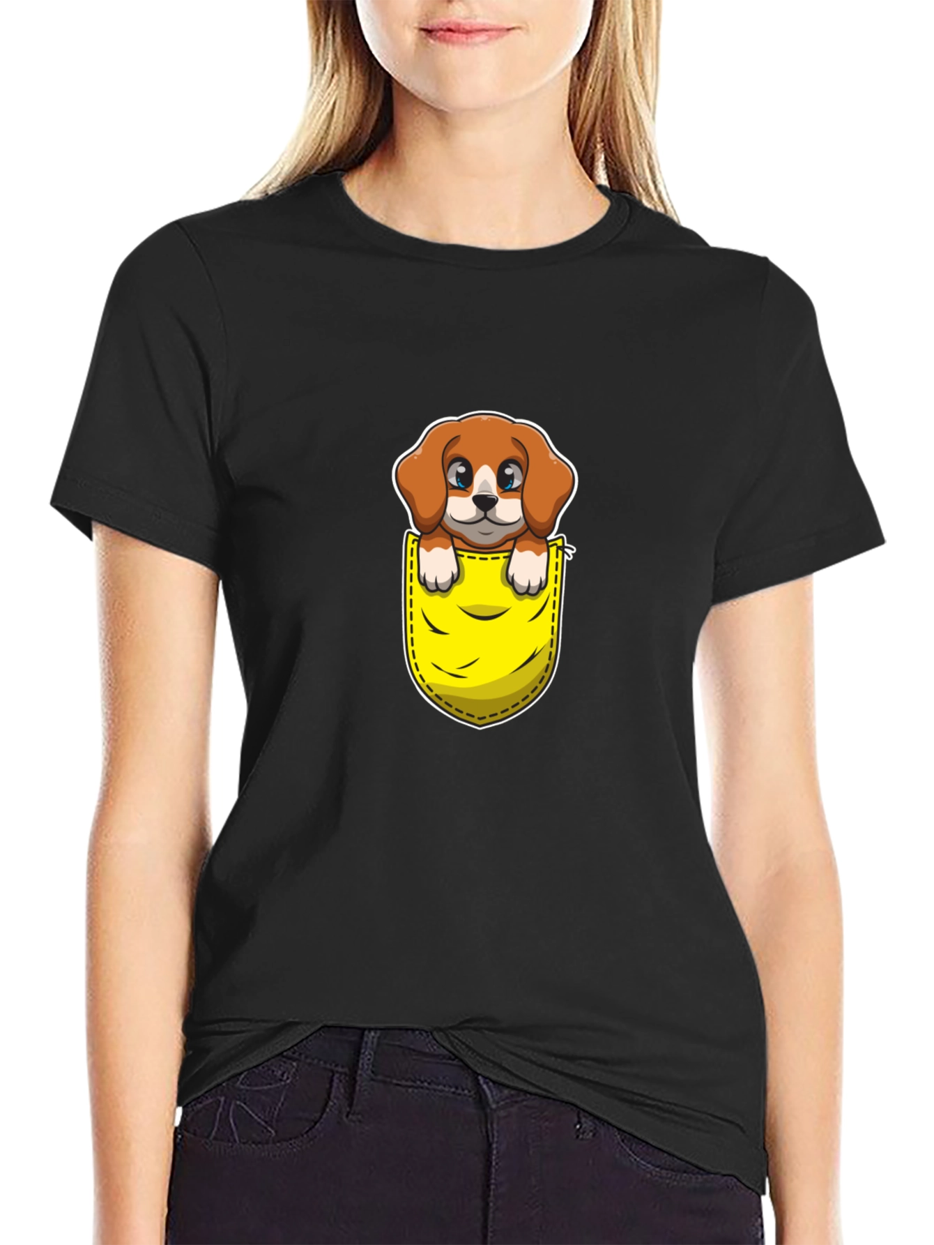 Cute Dog in Pocket Graphic Tee - Unisex