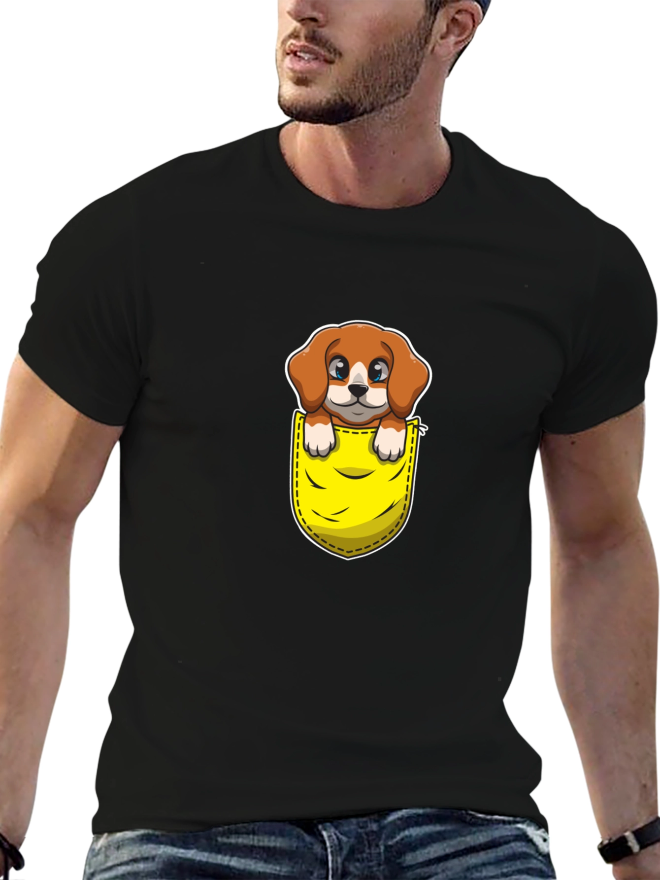 Cute Dog in Pocket Graphic Tee - Unisex