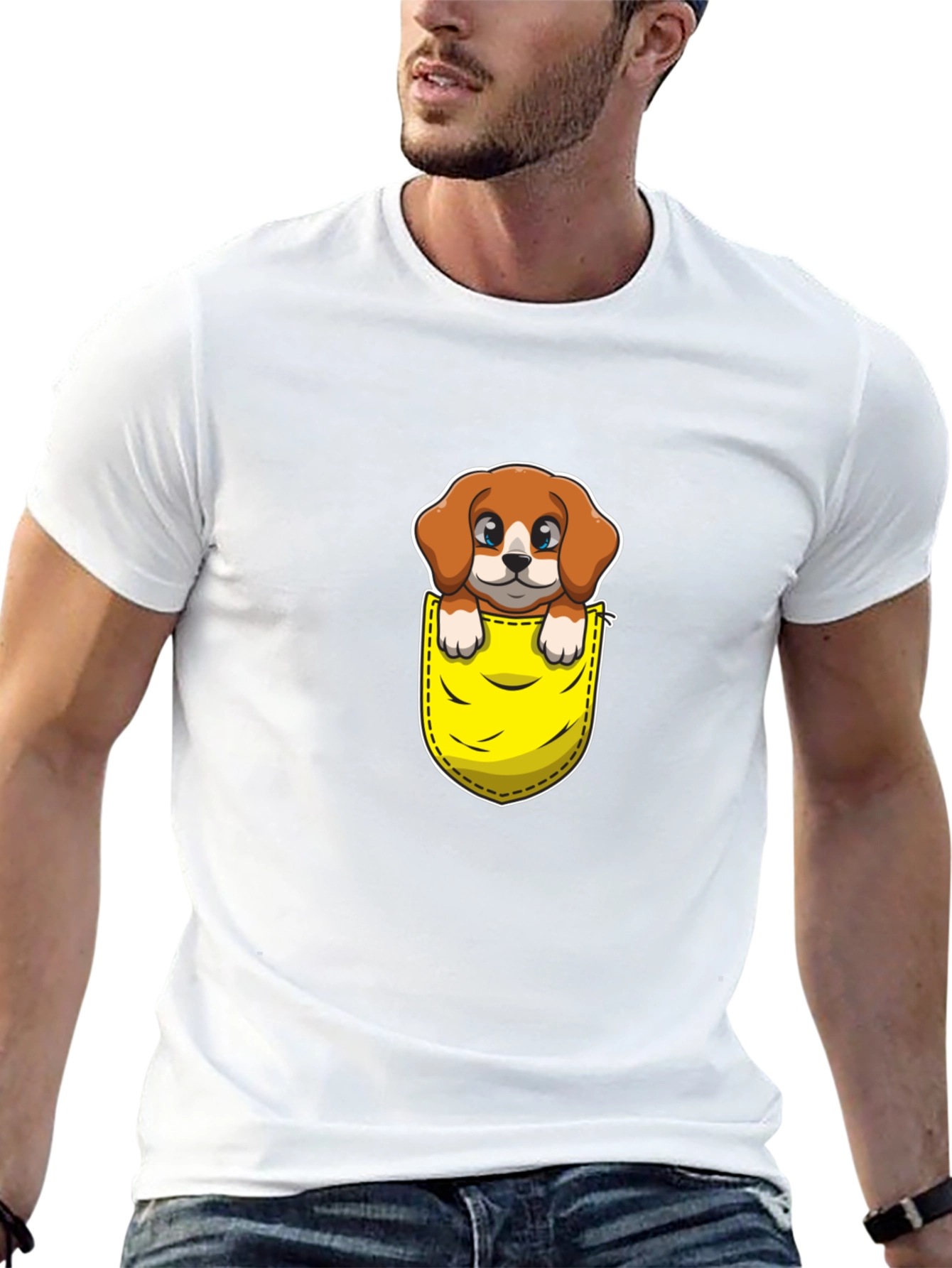Cute Dog in Pocket Graphic Tee - Unisex