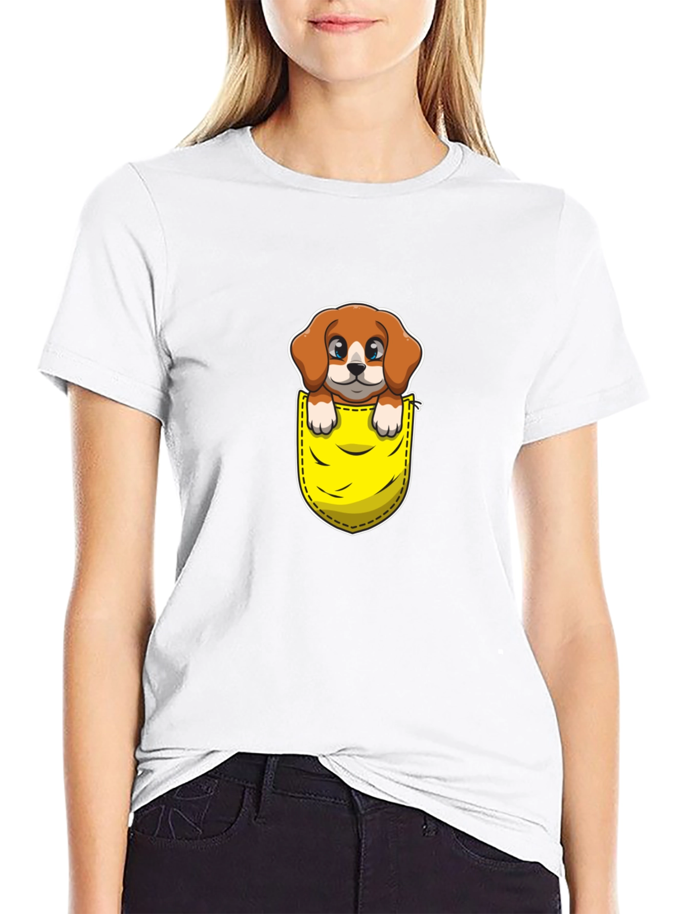 Cute Dog in Pocket Graphic Tee - Unisex