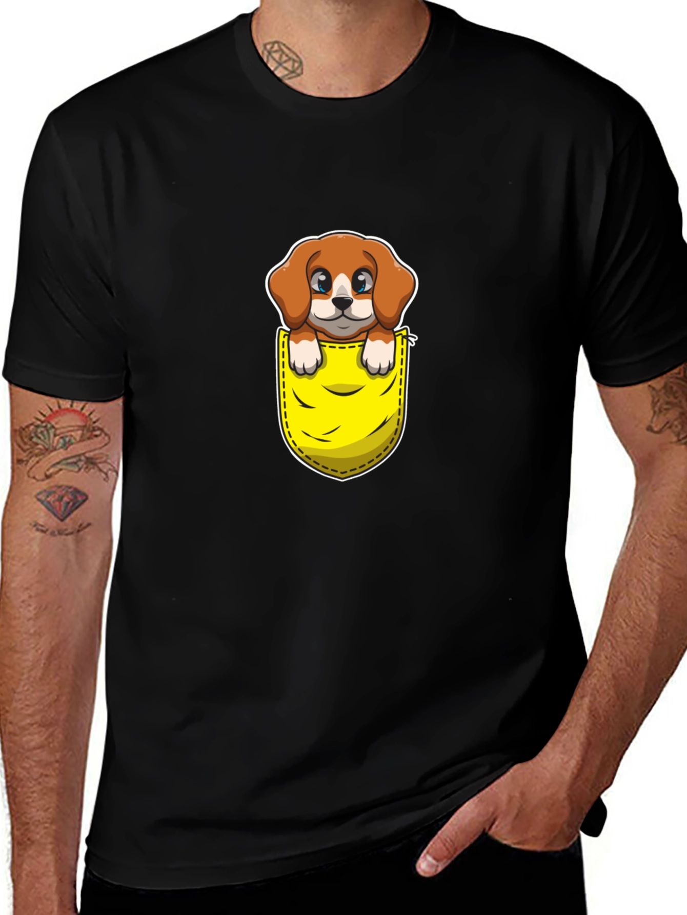 Cute Dog in Pocket Graphic Tee - Unisex