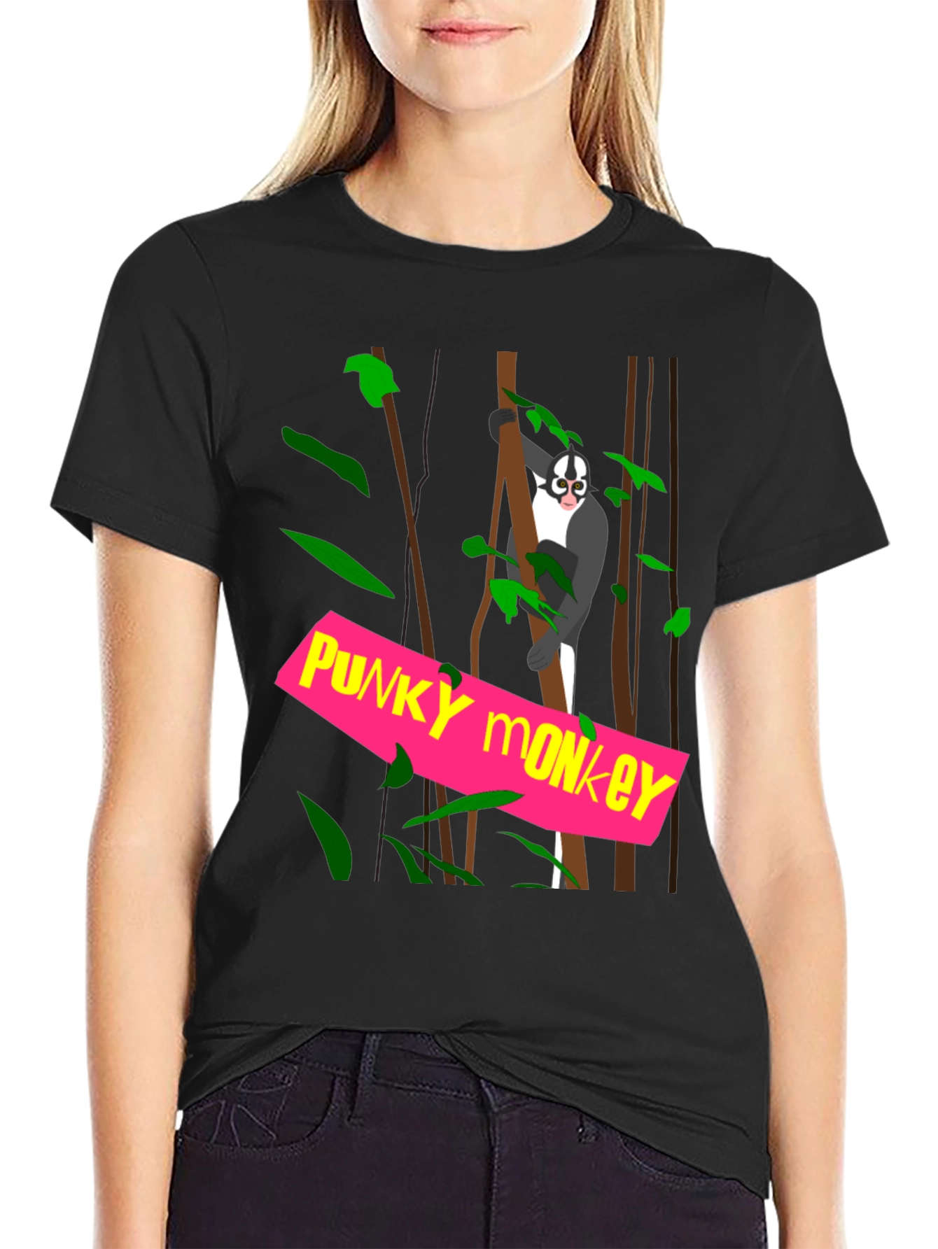 Funky Monkey Graphic Tee - Black Cotton T-Shirt