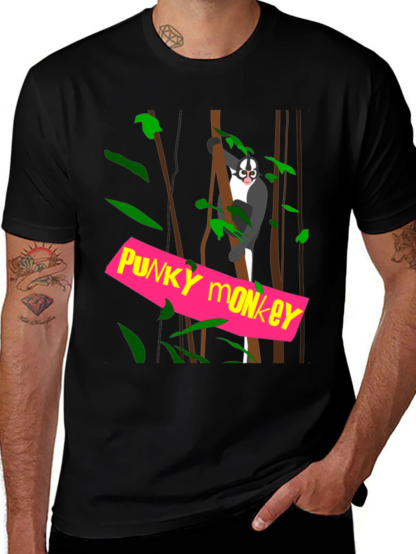 Funky Monkey Graphic Tee - Black Cotton T-Shirt