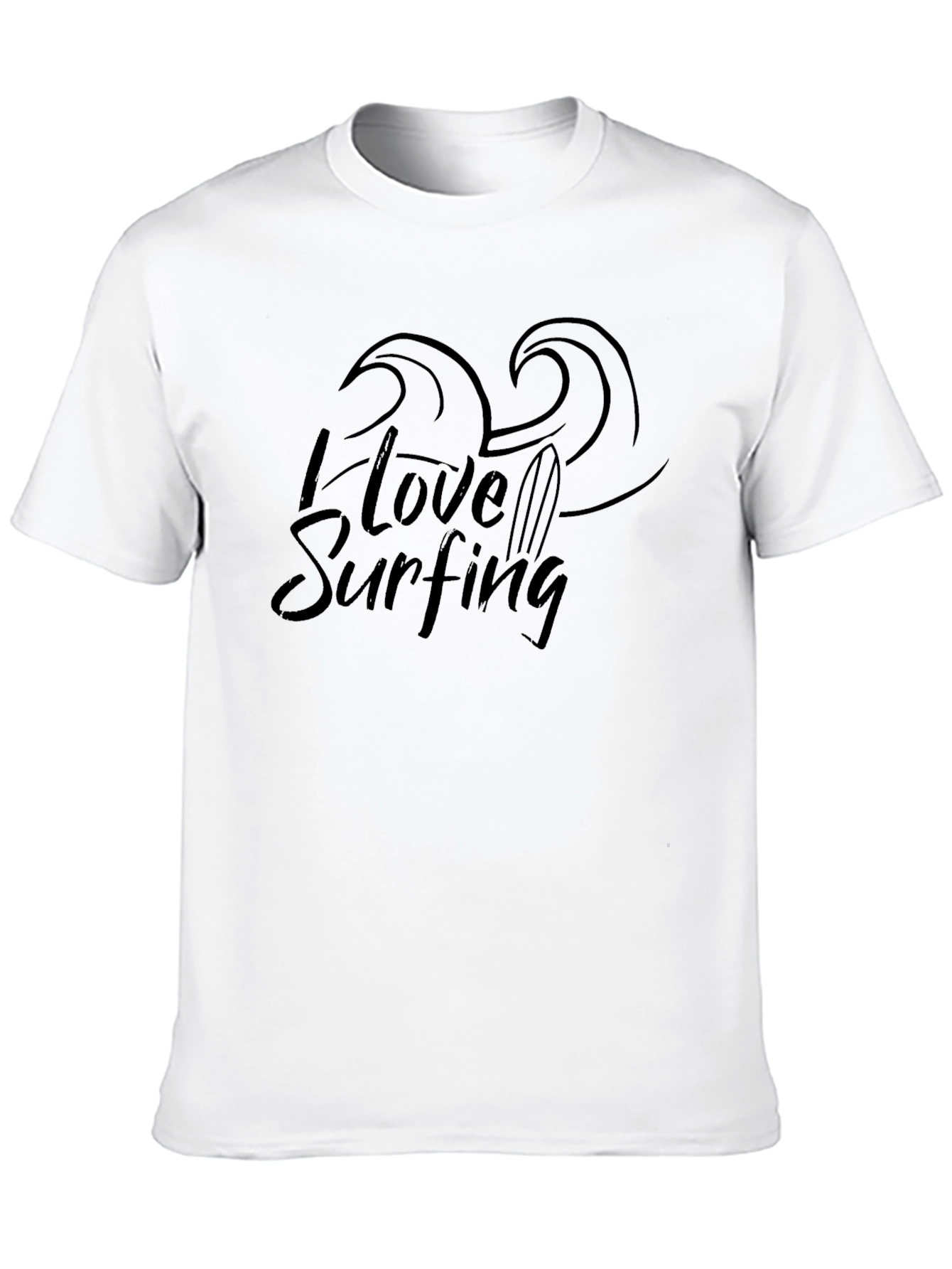 I Love Surfing Graphic T-Shirt - Black