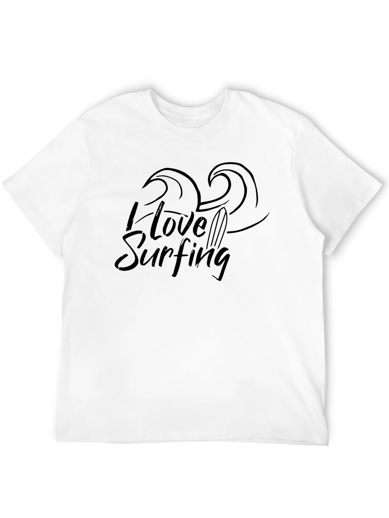 I Love Surfing Graphic T-Shirt - Black