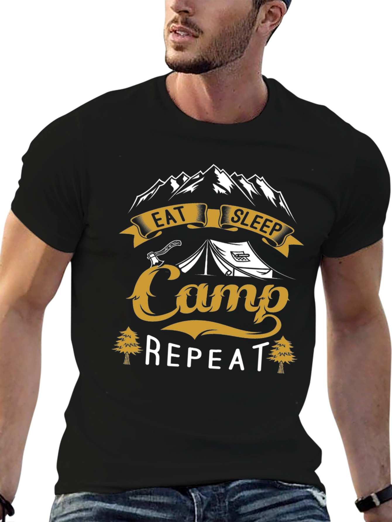 Eat Sleep Camp Repeat Graphic T-Shirt