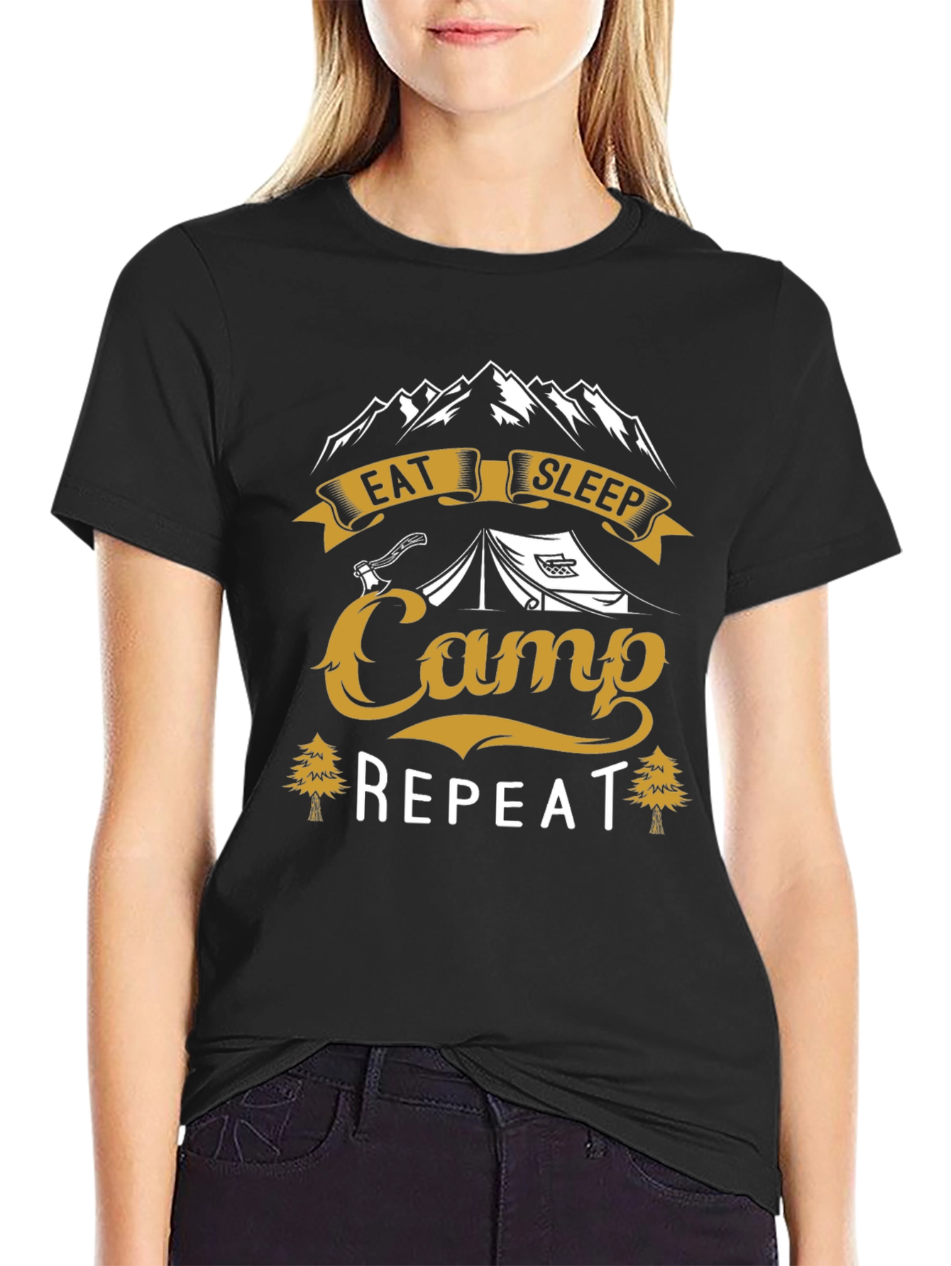 Eat Sleep Camp Repeat Graphic T-Shirt