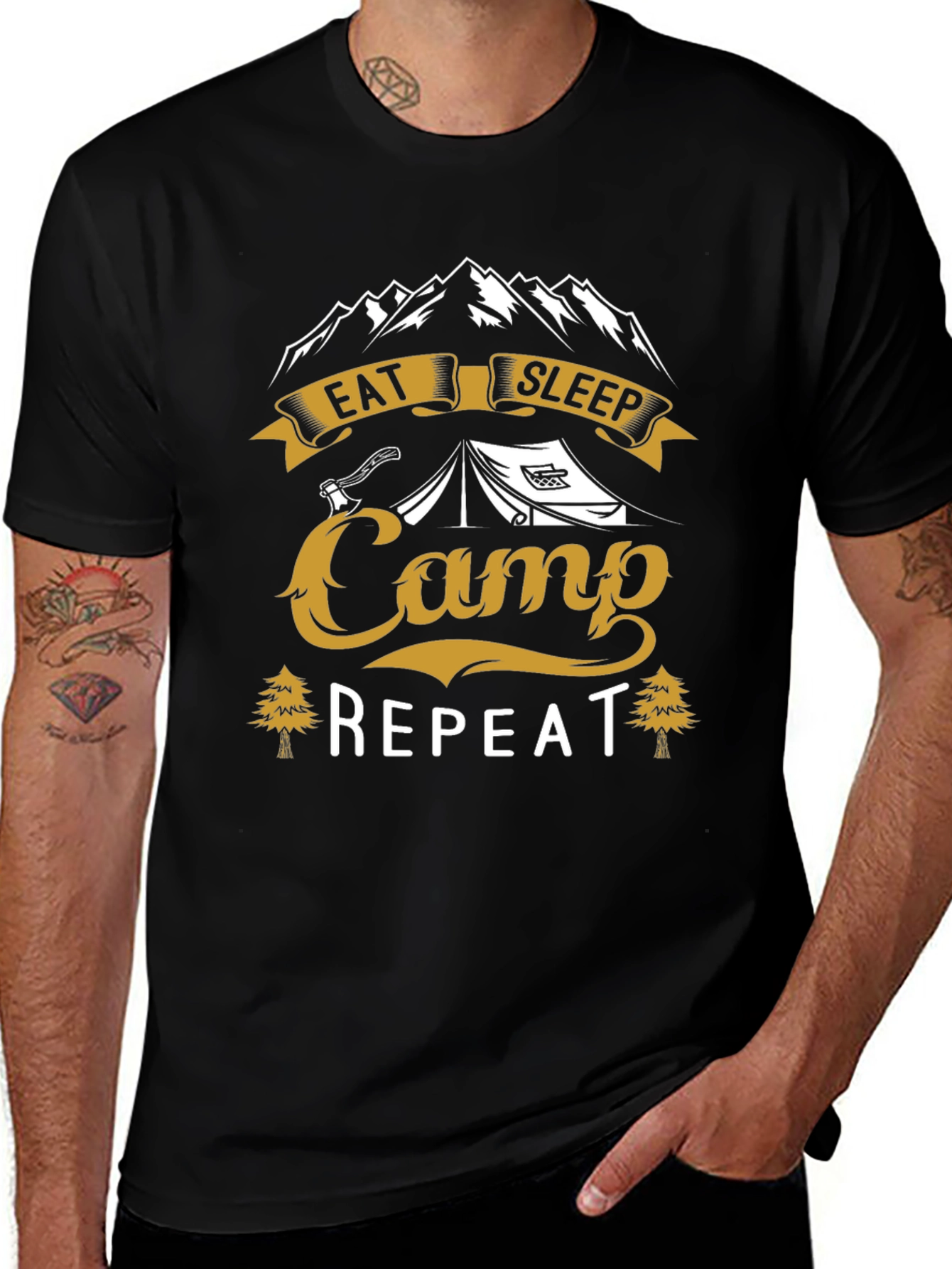 Eat Sleep Camp Repeat Graphic T-Shirt