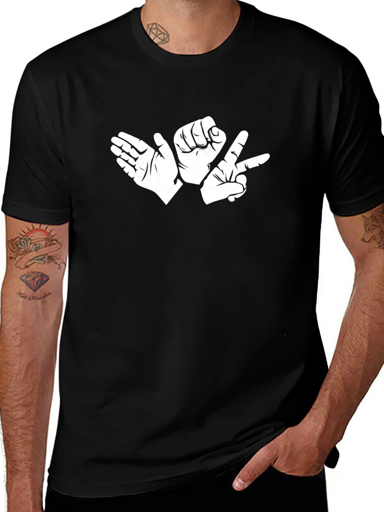 Rock Paper Scissors Graphic Tee - Black