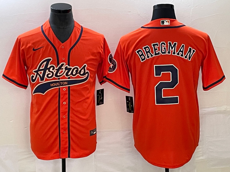 Men's Houston Astros Alex Bregman #2 Orange Replica Jerseys Joint Edition
