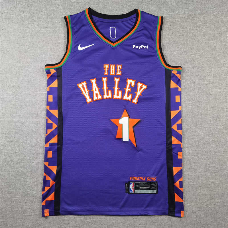 Men's Phoenix Suns Devin Booker #1 Purple 2024/25 Swingman Player Jerseys - City Edition